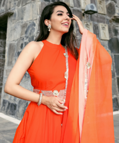 ORANGE MUSE LEHERIYA GOTA SUIT SET