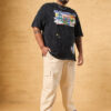 Beige Plus Size Men Mid-Rise Cotton Cargo Carpenter Trousers