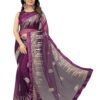 BARKIYA CREATION Women's Net Saree With Unstiched Blouse Piece