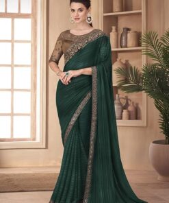 TRENDMALLS Women's Silk Embroidered Heavy Border Saree With Unstitched Designer Blouse saree for women