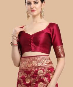 EthnicJunction Women's Kanchipuram Silk Half and Half Woven Saree With Blouse Piece