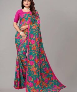 ANNI DESIGNER Women's Georgette Printed Saree with Blouse Piece