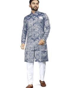 Amzira Men's Cotton Kurta Pajama Sherwani Set