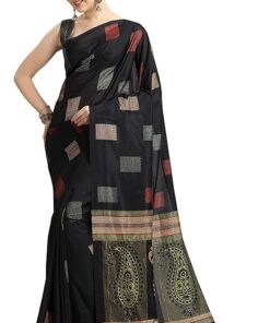 Women's Silk Blend Printed Saree With Blouse Piece