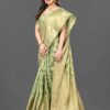 C J Enterprise Women's Banarasi Organza Silk Saree Pure Kanjivaram Silk Saree With Blouse Piece