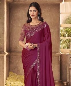 TRENDMALLS women Silk Embroidered Heavy Border saree With Unstitched Designer Blouse saree for women