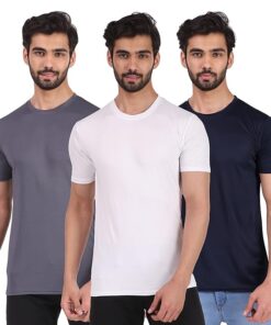 Men Solid Round Neck Regular Fit T-Shirt (Pack Of 3)