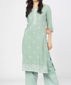 Women Printed Cotton Blend Straight Kurta