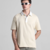 BEIGE COTTON OVERSIZED POLO T-SHIRT