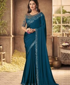 Women's Silk Embroidered Heavy Border Saree With Unstitched Designer Blouse saree