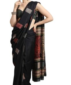 Women's Silk Blend Printed Saree With Blouse Piece