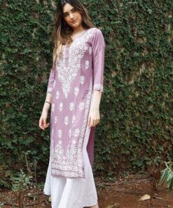 ANNI DESIGNER Women's Rayon Blend Straight Chikankari Embroidered Kurta