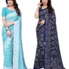 Women's Printed Georgette Saree With Blouse Piece Combo Pack of 2