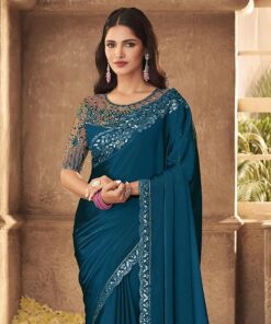 Women's Silk Embroidered Heavy Border Saree With Unstitched Designer Blouse saree