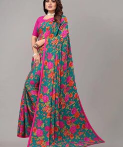 ANNI DESIGNER Women's Georgette Printed Saree with Blouse Piece