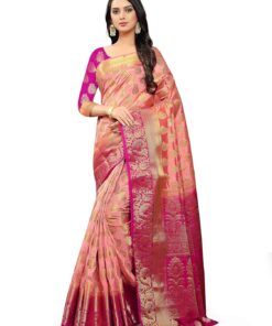 NEEAH Women's Banarasi Art Silk Saree With Unstitched Blouse Piece