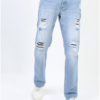 Men Blue Straight Fit Mildly Distressed Stretchable Jeans