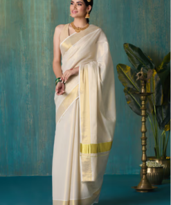 Gold Tyohar Kasavu Cotton Zari Saree with Running Blouse