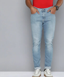 LIGHT BLUE SLIM TAPERED FIT JEANS