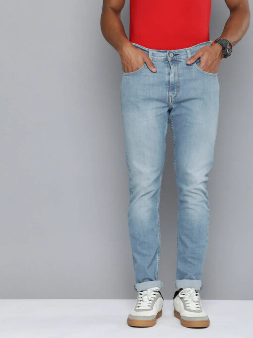 LIGHT BLUE SLIM TAPERED FIT JEANS