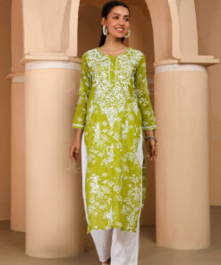 Chikankari Mulmul Straight Kurta