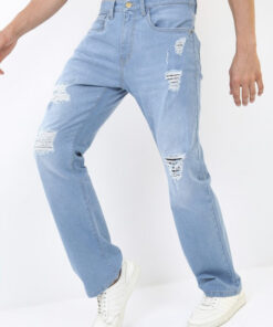 Ketch Men Blue Bootcut Highly Distressed Jeans