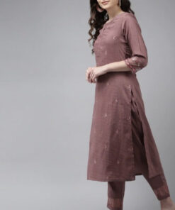 Women Purple Floral Embroidered Regular Kurta