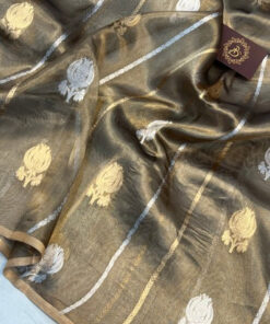 BLACK BANARASI HANDLOOM ORGANZA TISSUE SILK SAREE