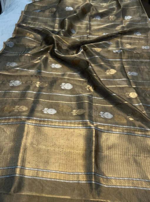 BLACK BANARASI HANDLOOM ORGANZA TISSUE SILK SAREE