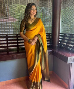 Bewitching Yellow Soft Silk Saree with Lissome Blouse Piece