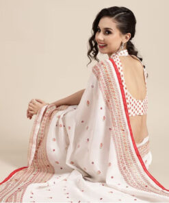 White Casual Jute Silk Woven Saree With Unstitched Blouse with Unstitched