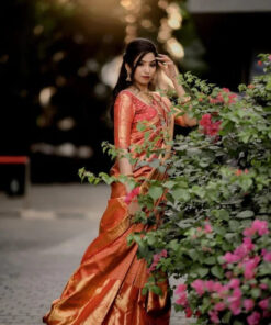 Flaunt Red Soft Banarasi Silk Saree Gleaming Blouse Piece