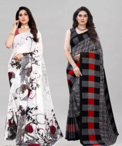 Combo of 2 Sarees (White & Grey)