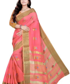 Woven Handloom Pure Cotton Saree  (Pink)