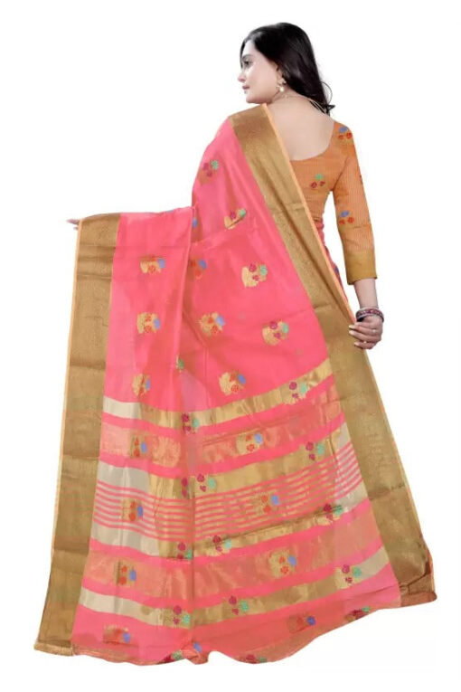 Woven Handloom Pure Cotton Saree  (Pink)