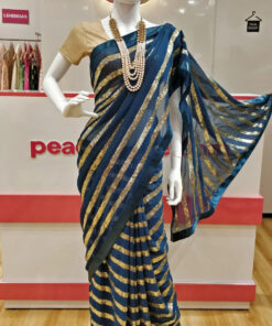 Blue Partywear Embellished With Sequins Georgette Saree