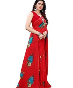 Women’s Floral Printed Georgette Saree with Blouse Piece