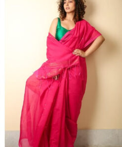 Charukriti Pink Embellished Handloom Saree