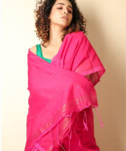 Charukriti Pink Embellished Handloom Saree