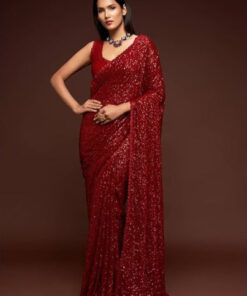 Embellished Sequinned Pure Georgette Saree