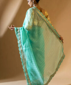 ORGANZA EMBROIDERED SAREE WITH ZARI THREAD