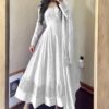 White Georgette Salwar Suit With Heavy Dupatta