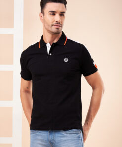 Black Cotton Polo T-Shirt