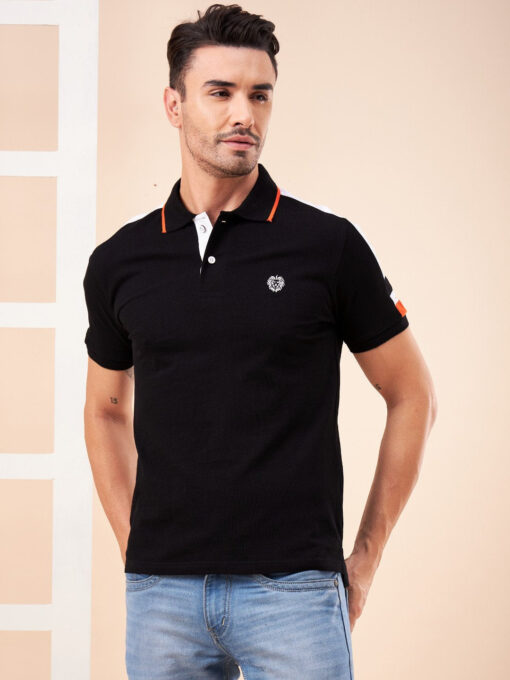 Black Cotton Polo T-Shirt