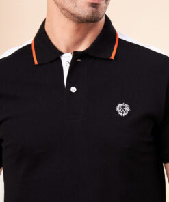 Black Cotton Polo T-Shirt