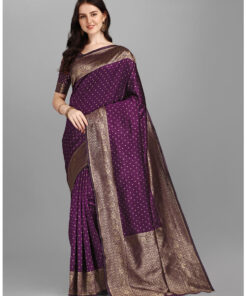 Designer Purple Jacquard Work Saree