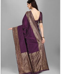 Designer Purple Jacquard Work Saree