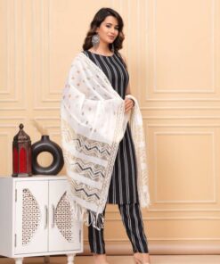 Lamba Creations  Women Cotton Rayon Kurta Pant Dupatta Set