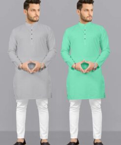 Pack Of 2 Solid Kurta Pyjama Sets